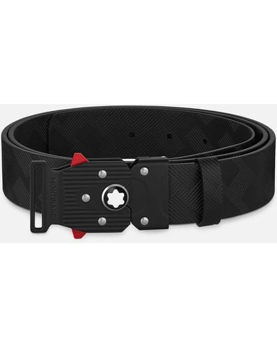 Montblanc M Lock 4810 Cinturón De Piel Negra De 35 mm Estampado Con Hebilla - Negro