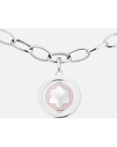 Montblanc Star Signet Halskette Aus Silber Mit Rosafarbenem Lack - Mettallic
