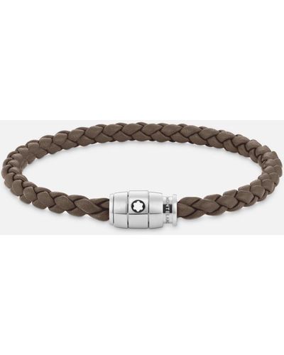 Montblanc Bracelet Steel 3 Rings Meisterstück Collection In Mastic Leather - Bracelets - Brown