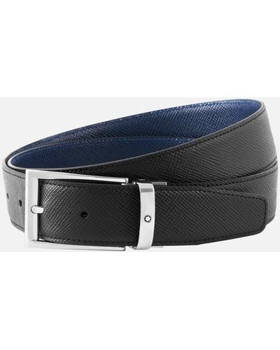 Montblanc Black/blue 35 Mm Reversible Leather Belt