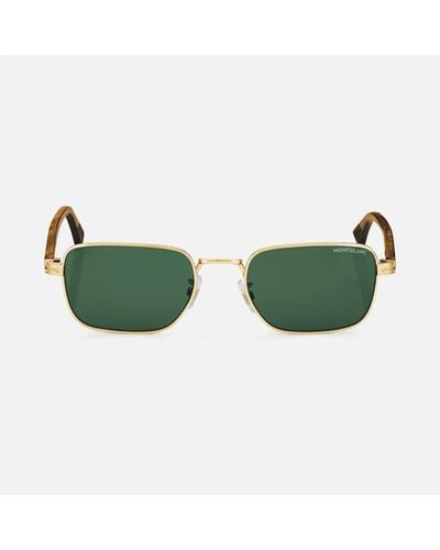 Montblanc Rechteckige Sonnenbrille Mit Goldfarbener Metallfassung - Grün