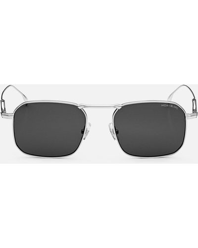Montblanc Eckige Sonnenbrille Mit Silberfarbener Metallfassung - Mehrfarbig