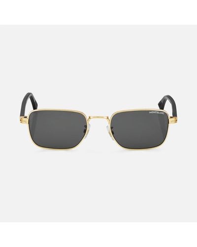 Montblanc Rechteckige Sonnenbrille Mit Goldfarbener Metallfassung - Braun