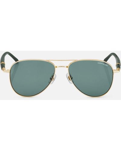 Montblanc Squared Sunglasses With Coloured Metal Frame - Blue