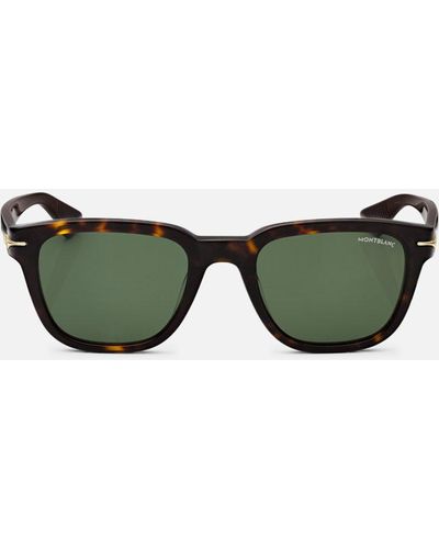 Montblanc Squared Sunglasses With Havana-colored Acetate Frame (m) - Sunglasses - Brown