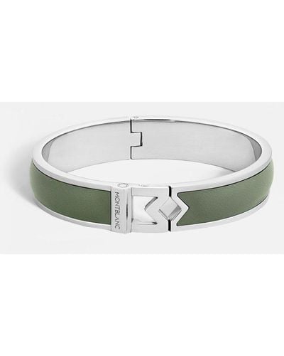 Montblanc Bangle Steel M Logo Clay Leather - Bracelets - Green