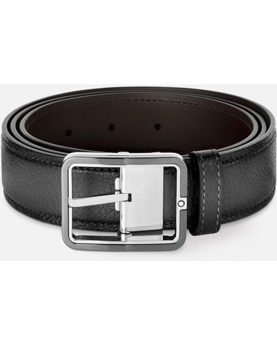 Montblanc Cinturón De Piel Gris De 35 mm - Negro