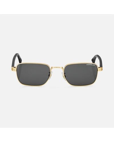 Montblanc Rectangular Sunglasses With Gold Coloured Metal Frame - Brown
