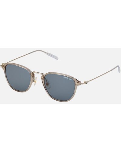 Montblanc Round Injection-moulded -coloured Sunglasses With Gold-coloured Frame - Metallic