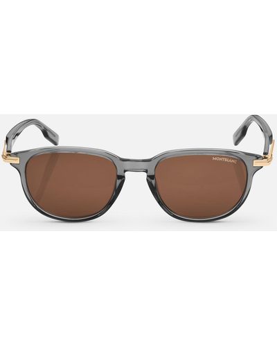 Montblanc Eckige Sonnenbrille Mit Grauer Kunststofffassung - Braun