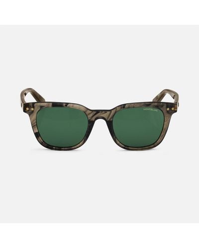 Montblanc Runde Sonnenbrille Mit Brauner Kunststofffassung - Grün