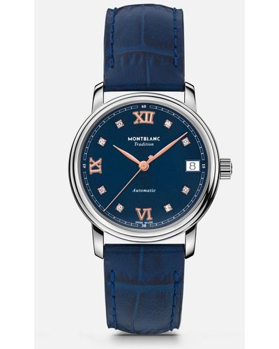 Montblanc Tradition Automatic Date 32 Mm - Blau