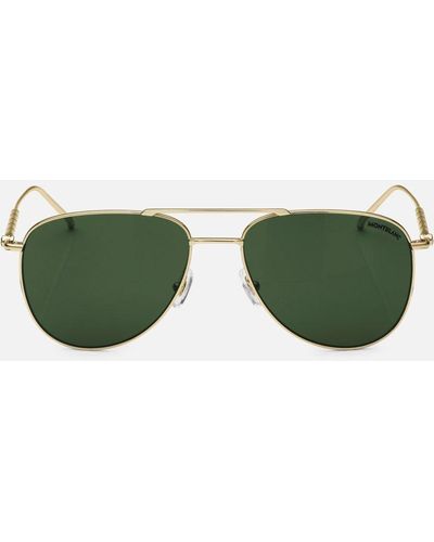 Montblanc Squared Sunglasses With Colored Metal Frame - Sunglasses - Green