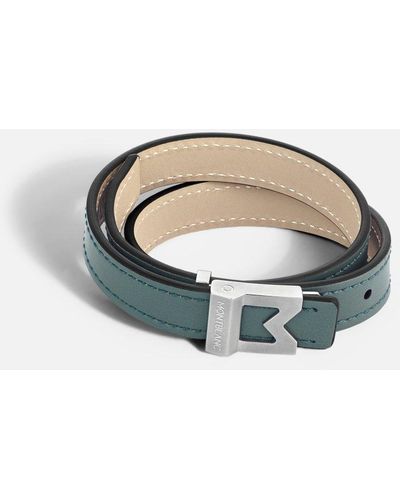 Montblanc Bracelet M Logo In Pewter Leather. Adjustable Size - Bracelets - Green
