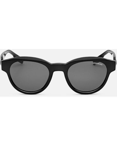 Montblanc Round Sunglasses With Black-coloured Acetate Frame - Brown