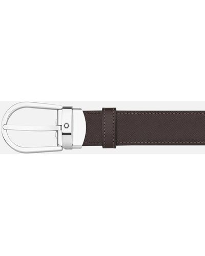 Montblanc Horseshoe Buckle Black/brown 30 Mm Reversible Leather Belt