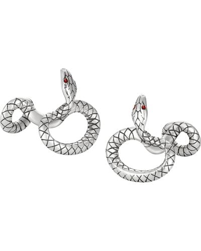 Montblanc Cufflinks, Serpent Design In Silver With Red Lacquered Eyes Male - Metallic