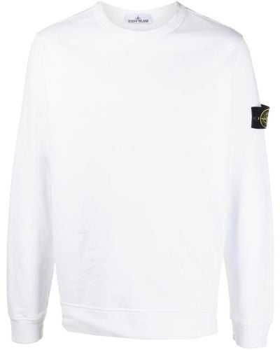 Stone Island Tone Island Crewneck Sweatshirt In Brushed Cotton Fleece - White