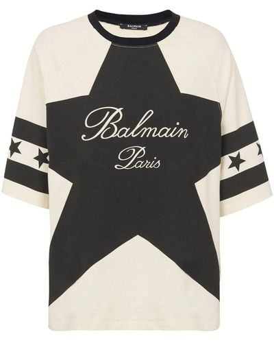 Balmain T-shirt stars con stampa - Nero