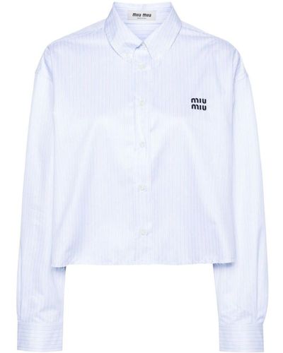 Miu Miu Striped Crop Shirt - White