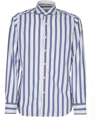 Tintoria Mattei 954 Striped Cotton Shirt - Blue