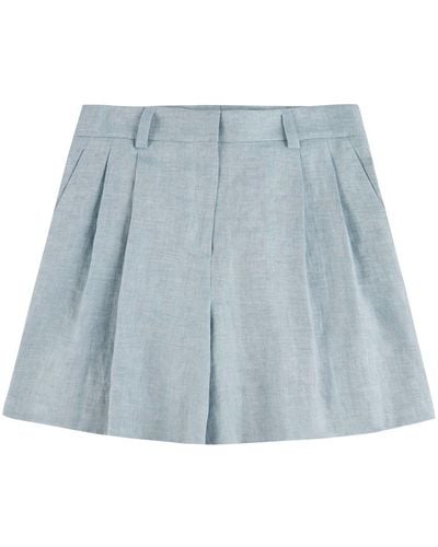 Incotex Wide Fit Linen Shorts - Blue