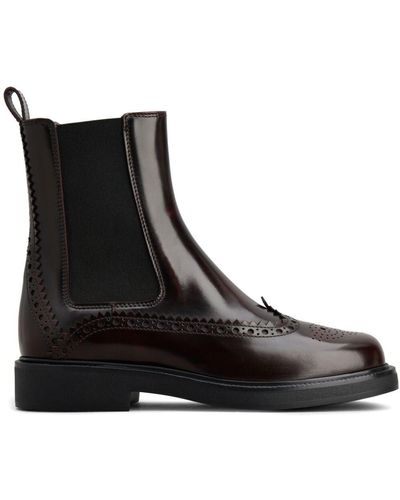 Tod's Brogue-Style Chelsea Boots - Black