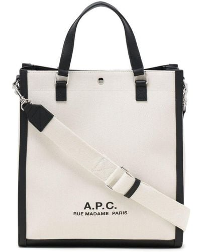 A.P.C. Bum bag in pelle di vitello con stampa logo - Bianco