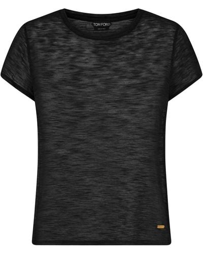 Tom Ford Slub Cotton Jersey Crewneck T-shirt Clothing - Black