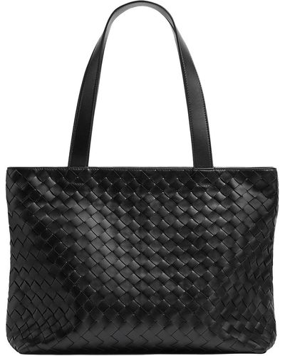 Bottega Veneta Small Intrecciato Tote Bag With Zip - Black