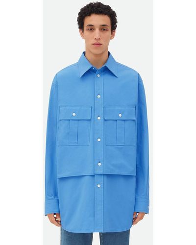Bottega Veneta Double Layer Cotton Shirt - Blue