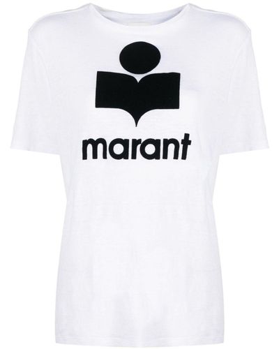 Isabel Marant Zewel Flocked Linen T-shirt - White