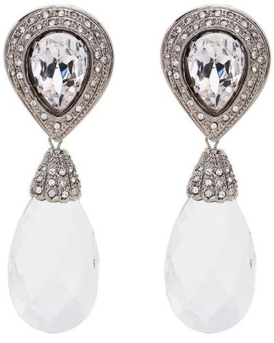Alessandra Rich Crystal-drop Teardrop Earrings - White