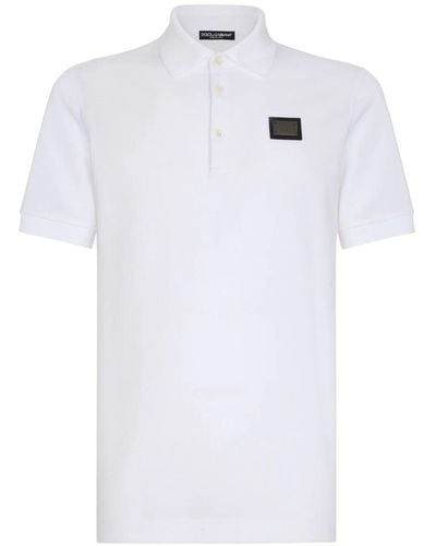 Dolce & Gabbana Cotton Piqué Polo-shirt With Branded Tag - White