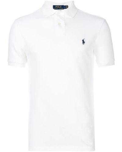 Polo Ralph Lauren Short-sleeved Logo-embroidered Slim-fit Cotton-piqué Polo Shirt - White