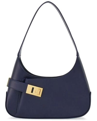 Ferragamo Medium Hobo Leather Shoulder Bag - Blue