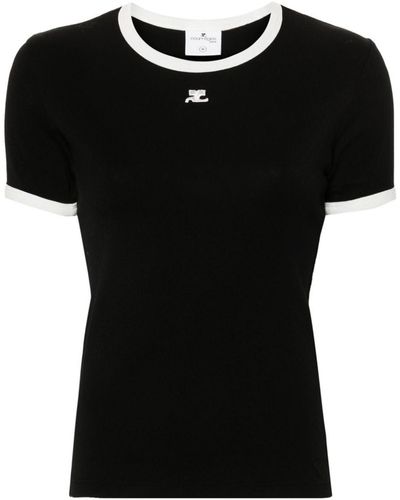 Courreges Signature Contrast T-Shirt - Black