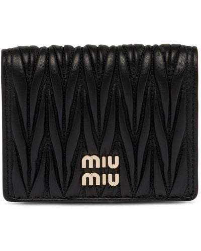 Miu Miu Logo-plaque Matelassé Wallet - Black