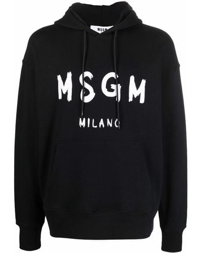 MSGM Printed Hoodie - Black
