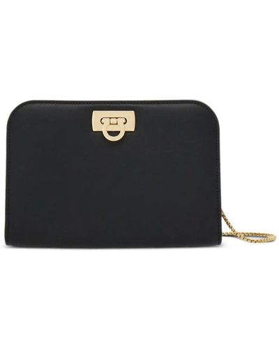 Ferragamo Diana Mini Clutch Bags - Black
