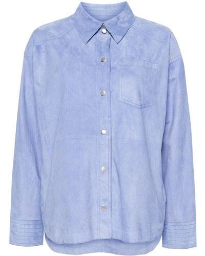 S.W.O.R.D Long-Sleeve Suede Overshirt - Blue