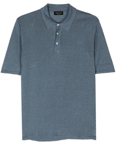 Roberto Collina Short-sleeve Linen Polo Shirt - Blue