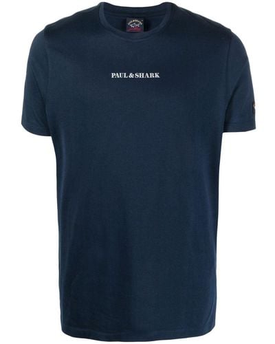 Paul & Shark Reflective-logo Organic Cotton T-shirt - Blue