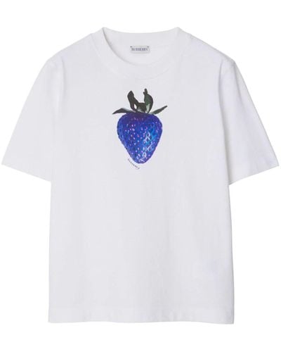 Burberry T-Shirt Stampa Fragola - Bianco