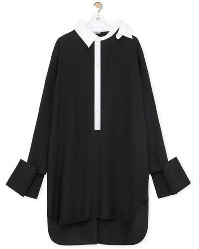 Loewe Shirt Dress In Viscose Blend - Black