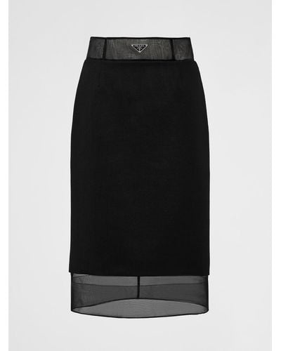 Prada Wool And Crinoline Midi-skirt - Black