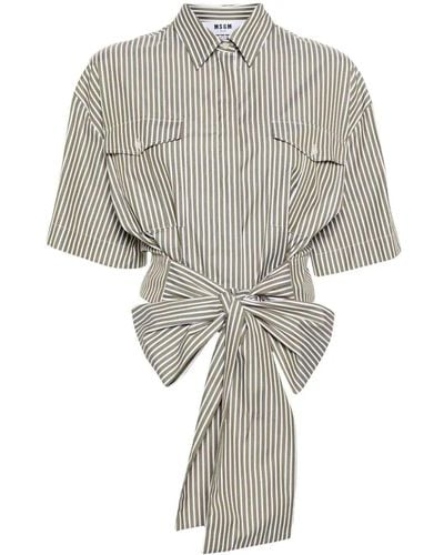 MSGM Crop Shirt With Bow Clothing - White