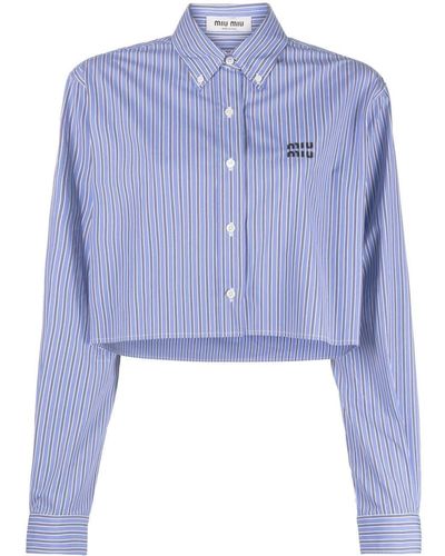 Miu Miu Striped Cropped Shirt - Multicolour