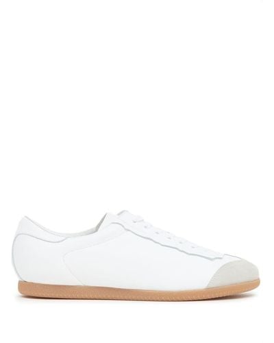 Maison Margiela Sneakers in pelle bianca con punta contrasto - Bianco