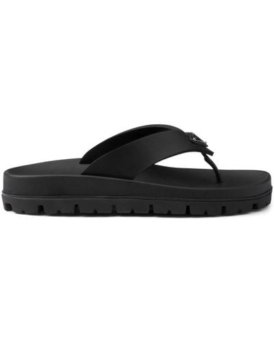 Prada Triangle-logo Flip Flops - Black